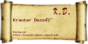 Krauter Dezső névjegykártya